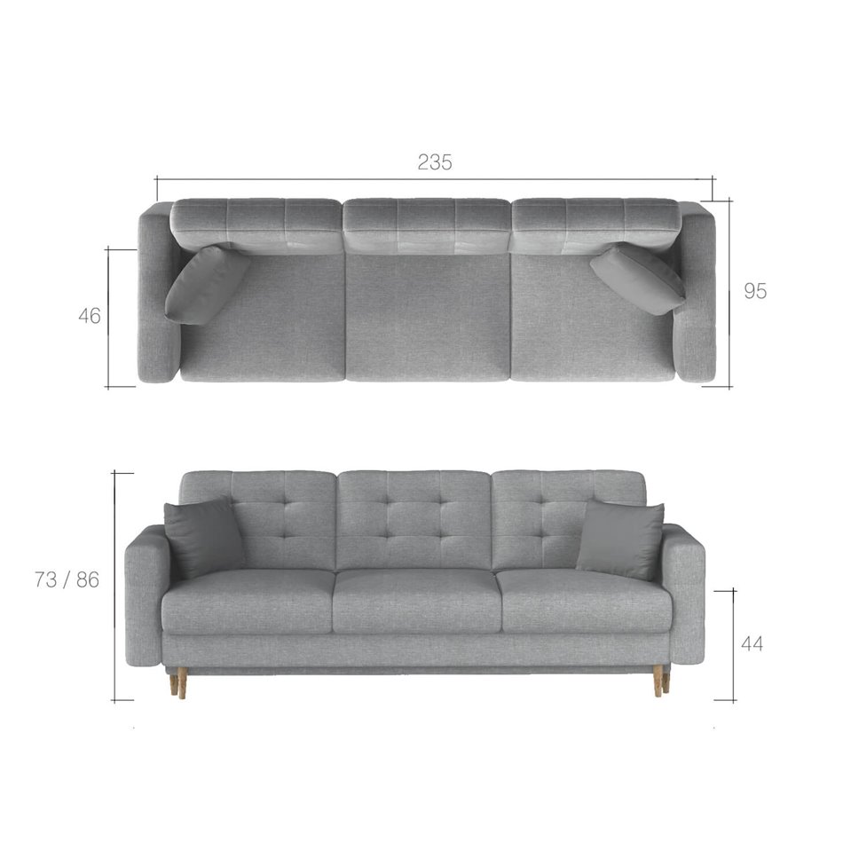 Sofa bed Elsgard, Kronos 13, blue, H93x233x46cm