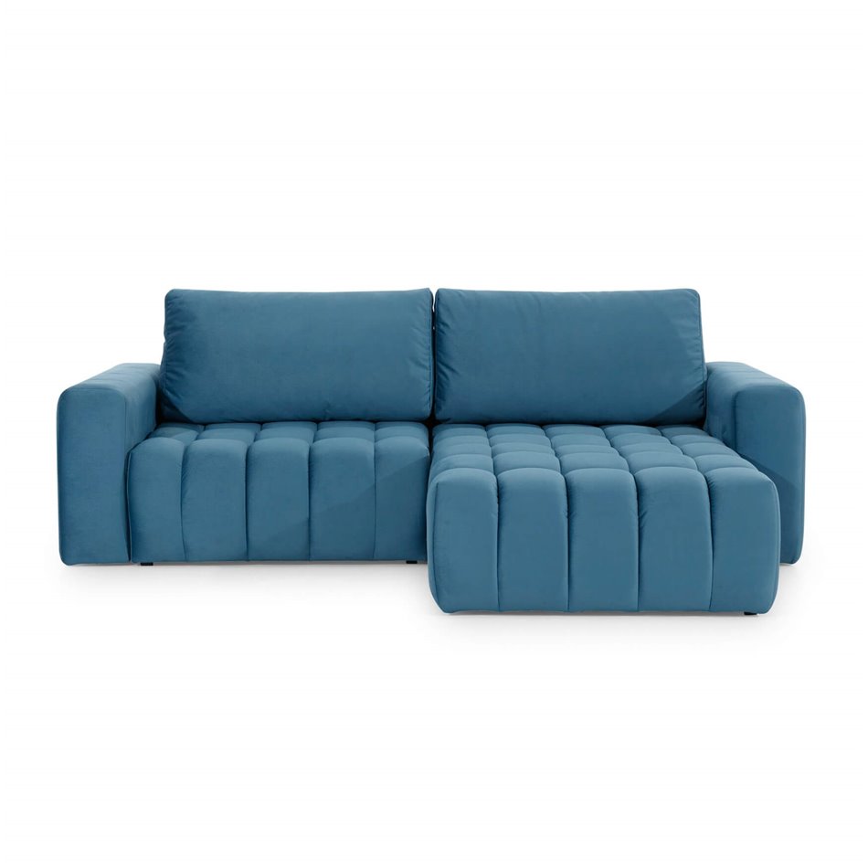 Corner sofa Ebonett L, Mat Velvet 75, blue, H92x250x175cm