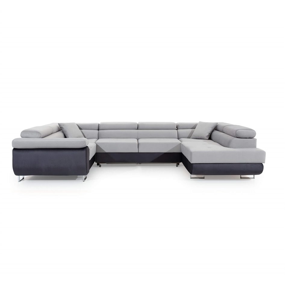 U shape sofa Eletto U Right, Sawana 14, black, H90x340x202cm