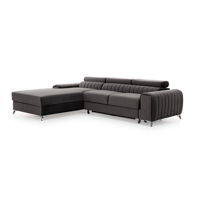 Corner sofa Elgrayson R, Velvetmat 10, black, H98x275x205cm