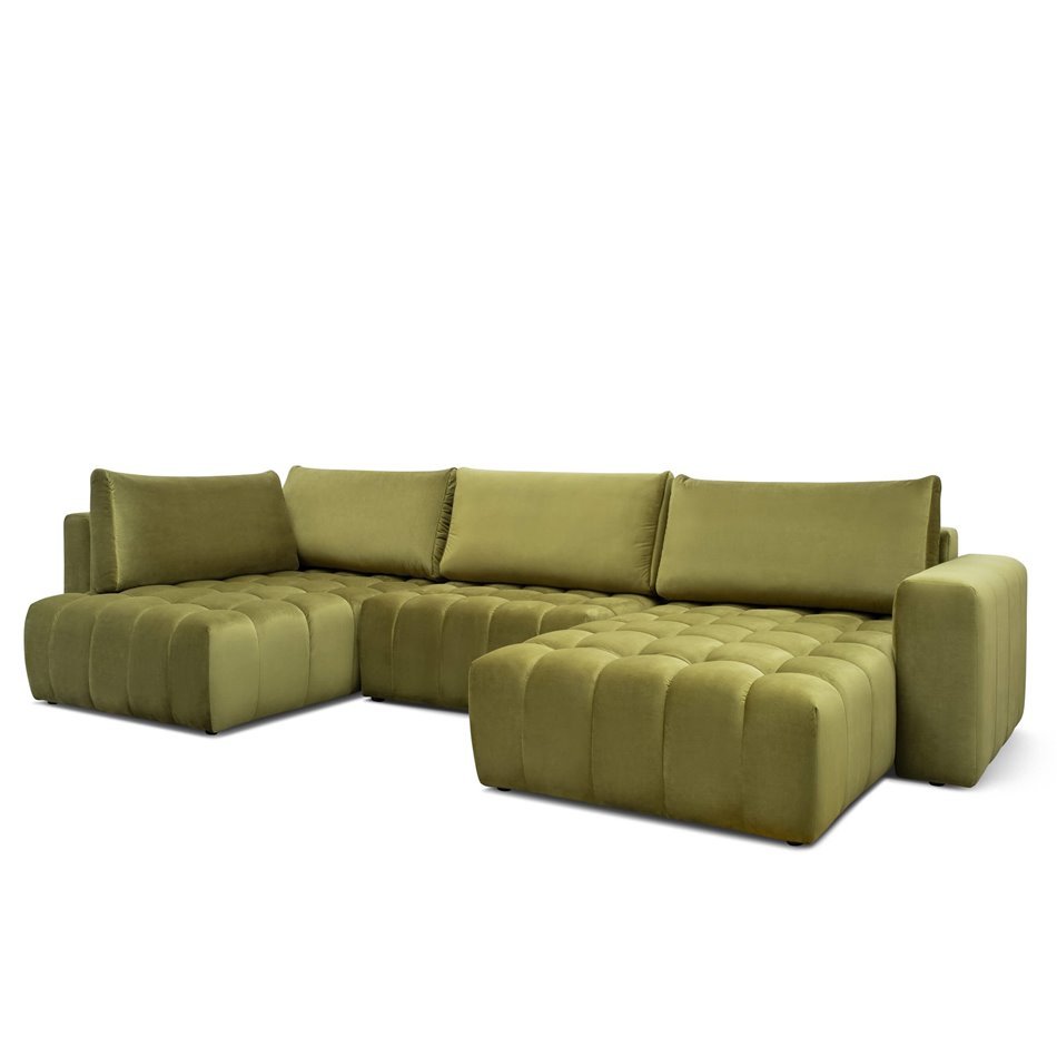 Kampinė sofa Elonito U Right, Lukso 40, mėlyna sp., H92x340x170cm