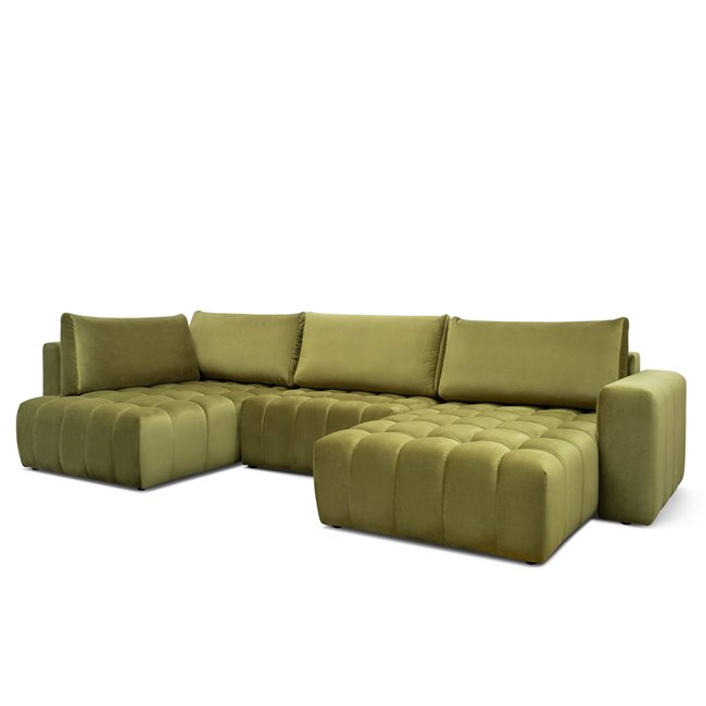 Kampinė sofa Elonito U Right, Lukso 40, mėlyna sp., H92x340x170cm