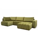 Kampinė sofa Elonito U Right, Lukso 40, mėlyna sp., H92x340x170cm