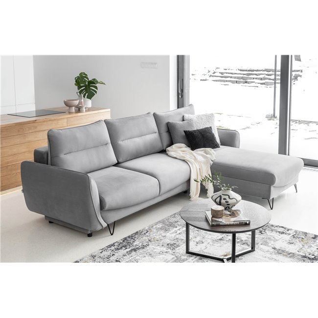 Corner sofa Elsilva L, Nube 4, gray, H100x276x201cm