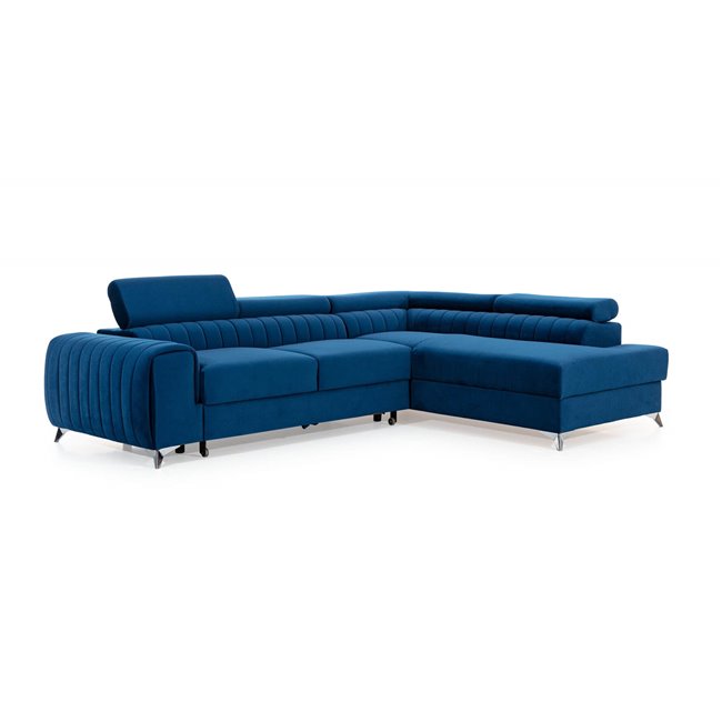 Corner sofa Elaurence L, Kronos 09, blue, H92x278x205cm