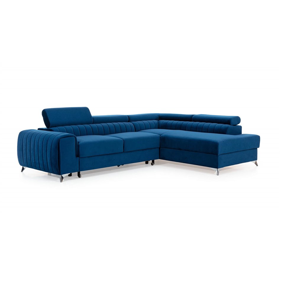 Corner sofa Elaurence R, Kronos 09, blue, H92x278x205cm