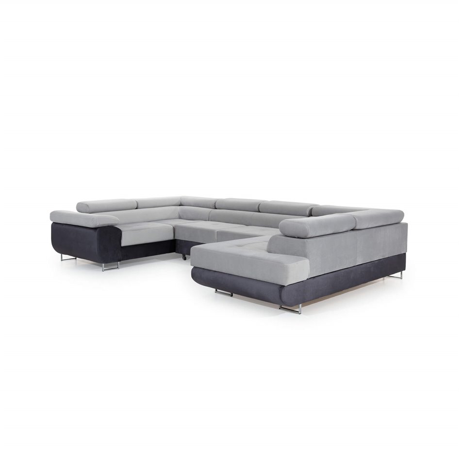 U shape sofa Eletto U Right, Inari 96, gray, H90x202x58cm