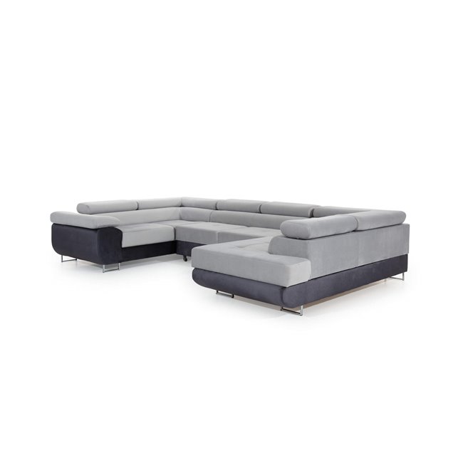 U shape sofa Eletto U Right, Sawana 14, black, H90x340x202cm