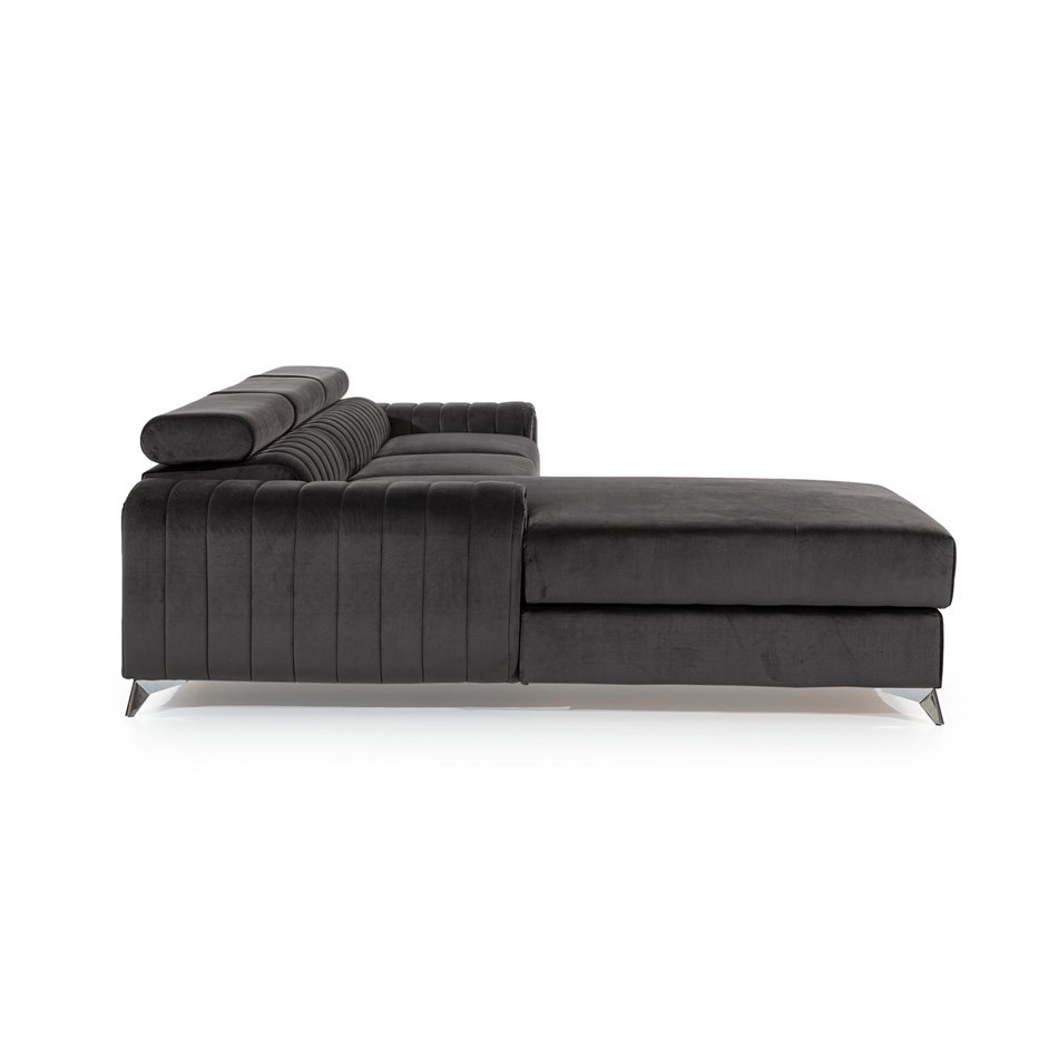 Corner sofa Elgrayson R, Velvetmat 10, black, H98x275x205cm