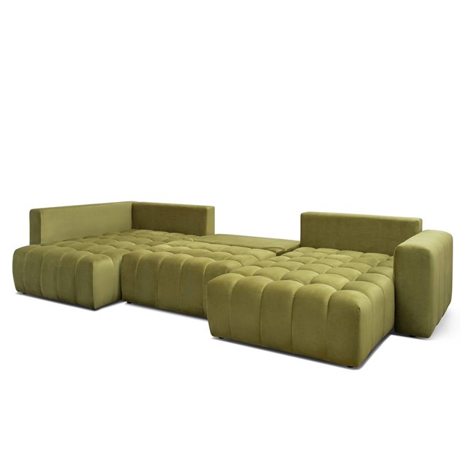 Kampinė sofa Elonito U Right, Lukso 40, mėlyna sp., H92x340x170cm