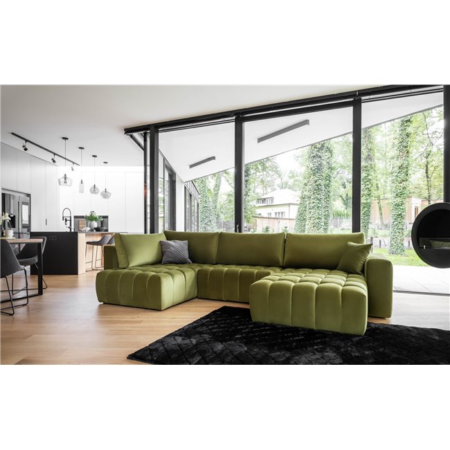 U shape sofa Elonito U Right, Vero 5, gray, H92x340x170cm