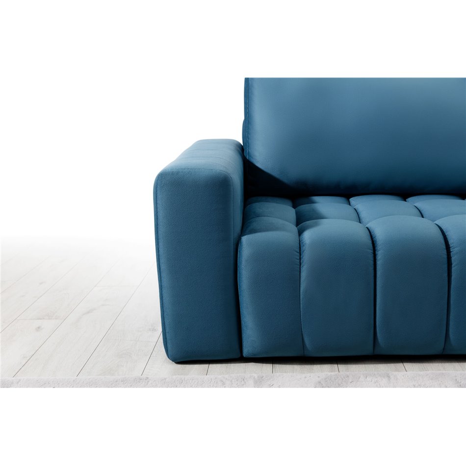 Corner sofa Ebonett R, Mat Velvet 75, blue, H92x250x175cm