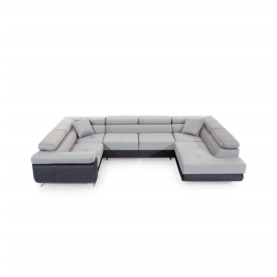 U shape sofa Eletto U Right, Inari 96, gray, H90x202x58cm