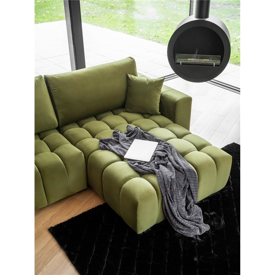 Kampinė sofa Elonito U Right, Lukso 40, mėlyna sp., H92x340x170cm