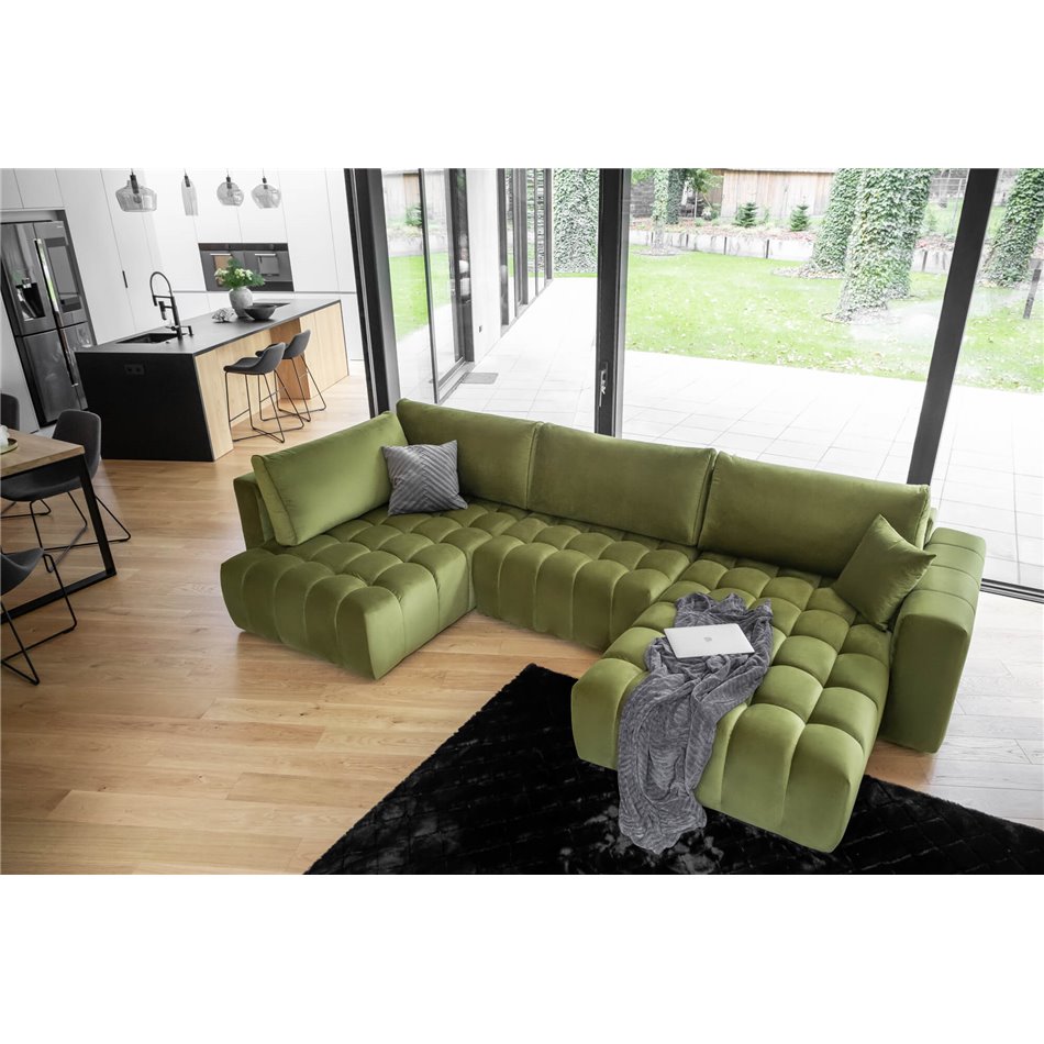 U shape sofa Elonito U Right, Vero 10, black, H92x340x170cm