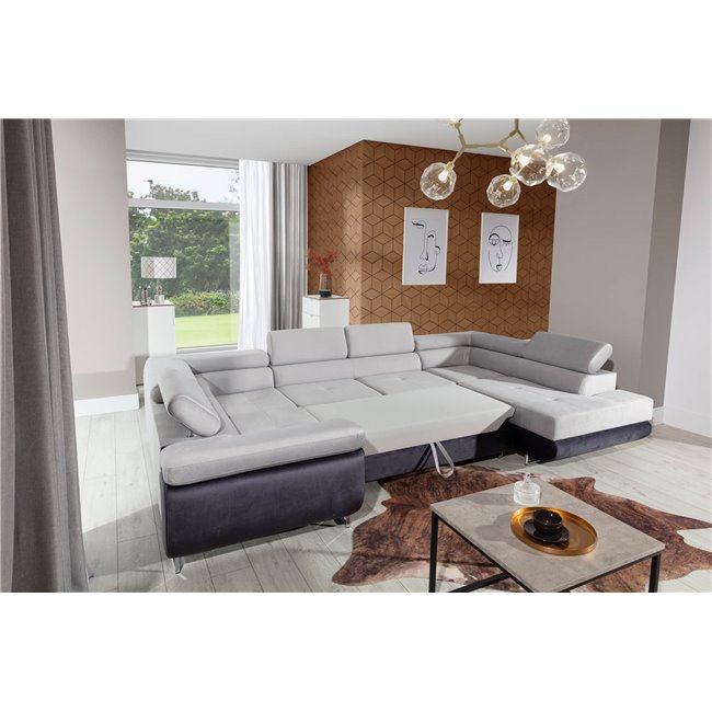 U shape sofa Eletto U Right, Inari 96, gray, H90x202x58cm