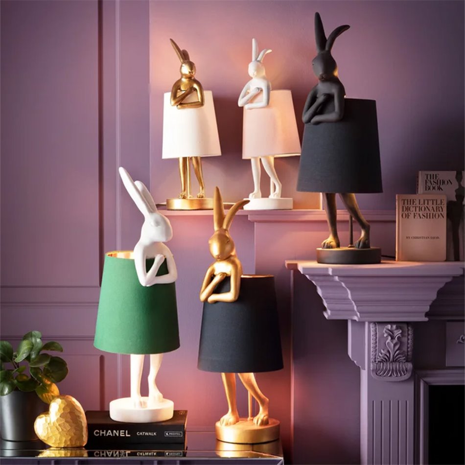 Table lamp Rabbit, golden/white, E14 5W(MAX), 50x17x20cm