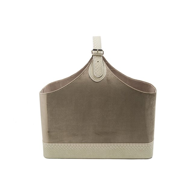 Magazine bag Trianda L, taupe, velvet, 40x24x34cm