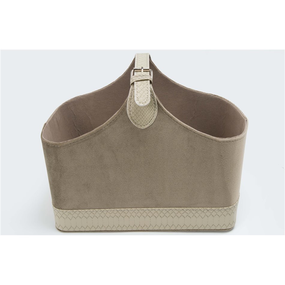 Magazine bag Trianda S, taupe, velvet, 31x20x26cm