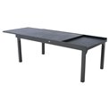 Table Lapiazza, 12-seater extendable, graphite/grey color, aluminium, H75,5x100x200-320cm