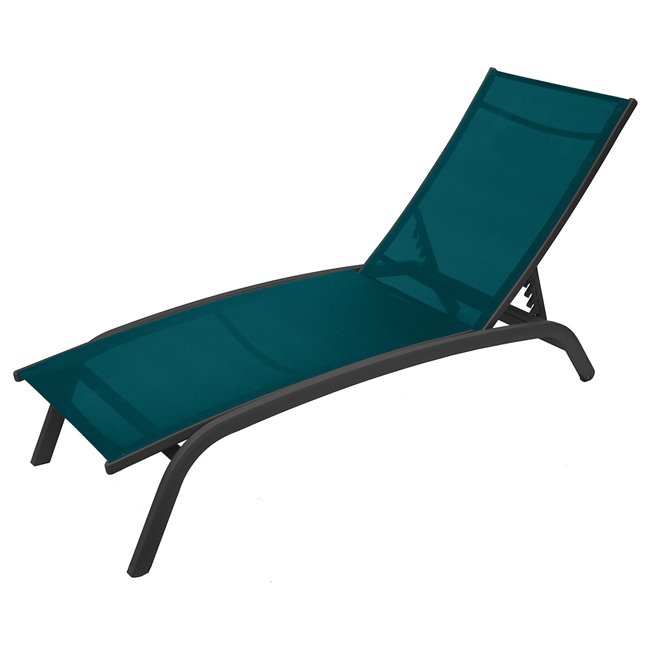 Sun lounger Labonao, teal/graphite color, aluminium/textilene, H84,5x64x171cm