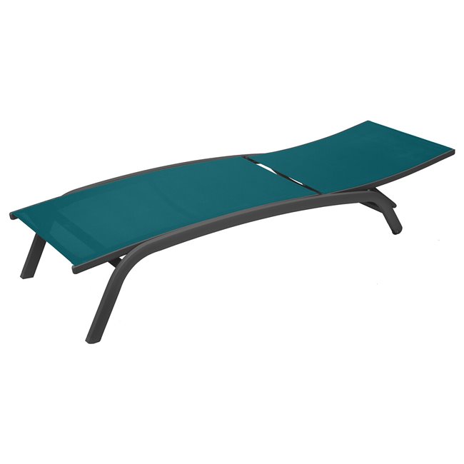 Sun lounger Labonao, teal/graphite color, aluminium/textilene, H84,5x64x171cm