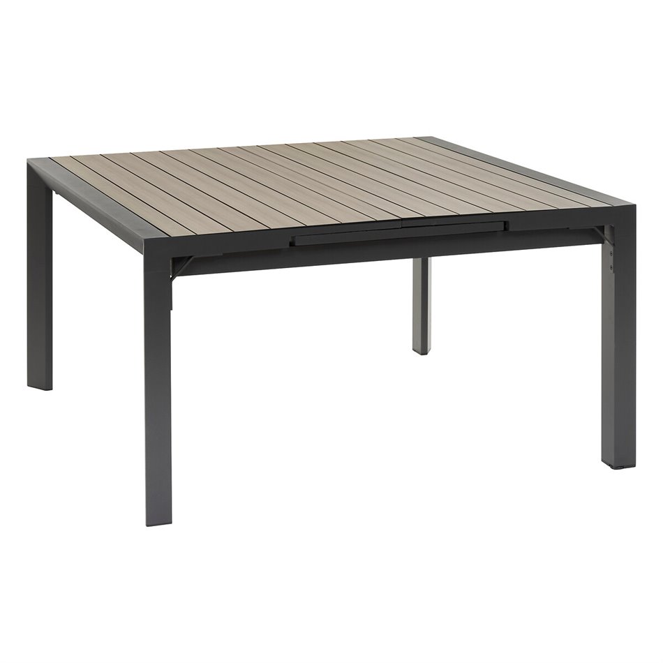 Table Laevasion, 10-seater, extendable, gray/graphite color, aluminium, H77x142x142-202cm