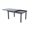 Table Lapiazza, 10-seater extendable, graphite/grey color, aluminium/tempered glass, H75,5x90x135-270cm