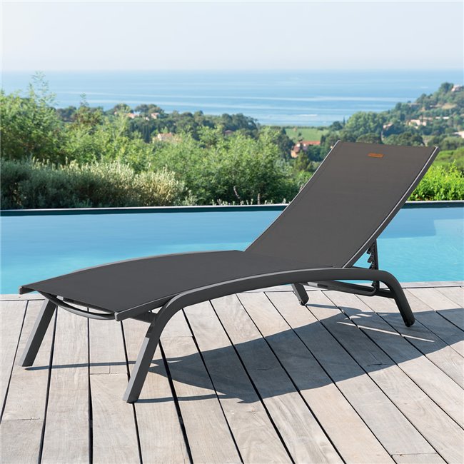 Sun lounger Labonao, anthracite color, aluminium/textilene, H84,5x64x171cm