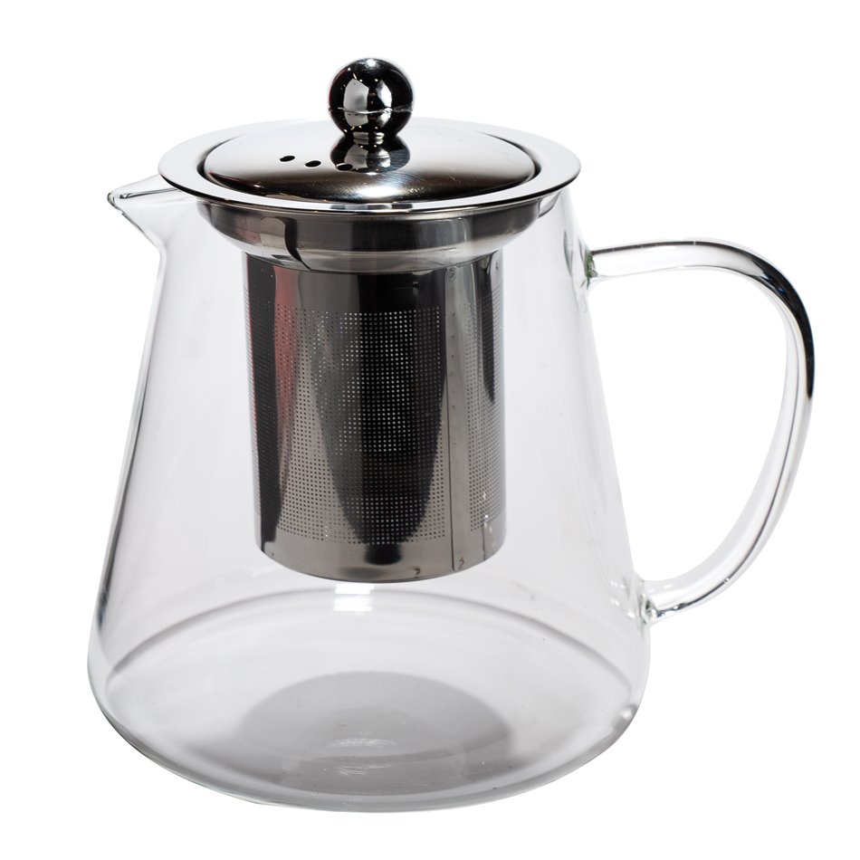 Teapot Bec, glass, steel, 800ml, H14x15.5x11.5cm