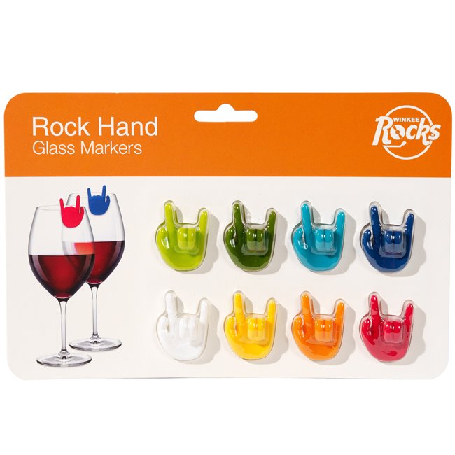 Glass markers Rock Hand , set of 8, 20x13x0.7cm