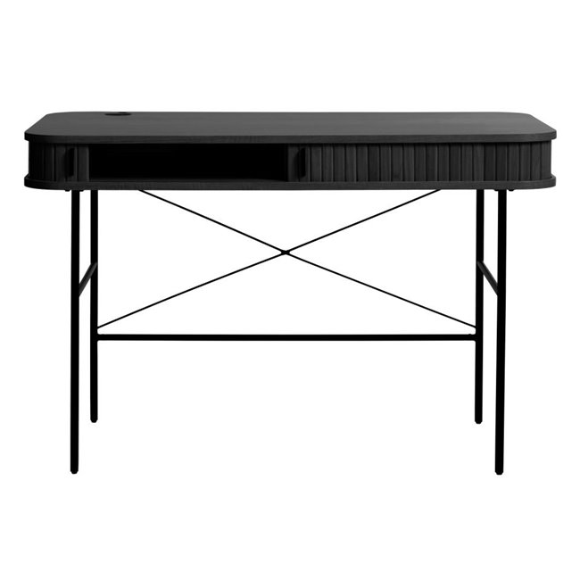 Desk Nola, black oak veneer/MDF, H75x120x60cm