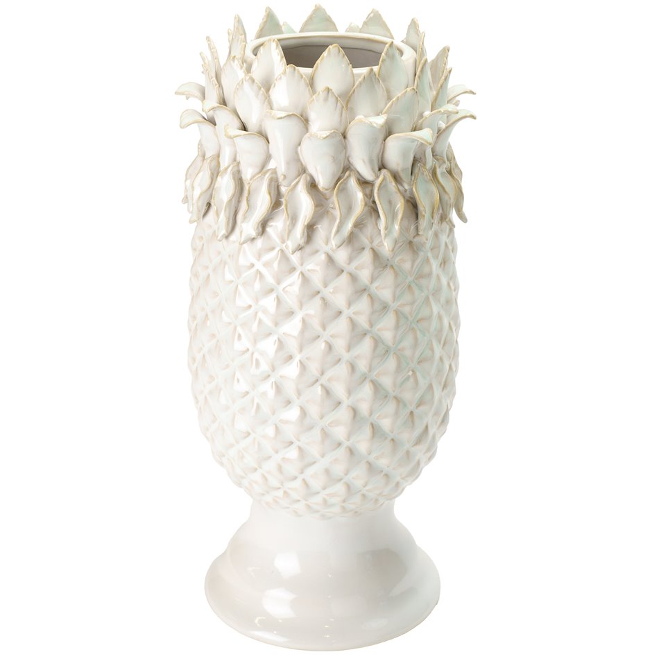 Vase White Ananas, stoneware, 33.5x16x16cm