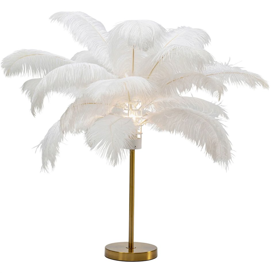 Table lamp Feather Palm, white, H60cm, E27 35W