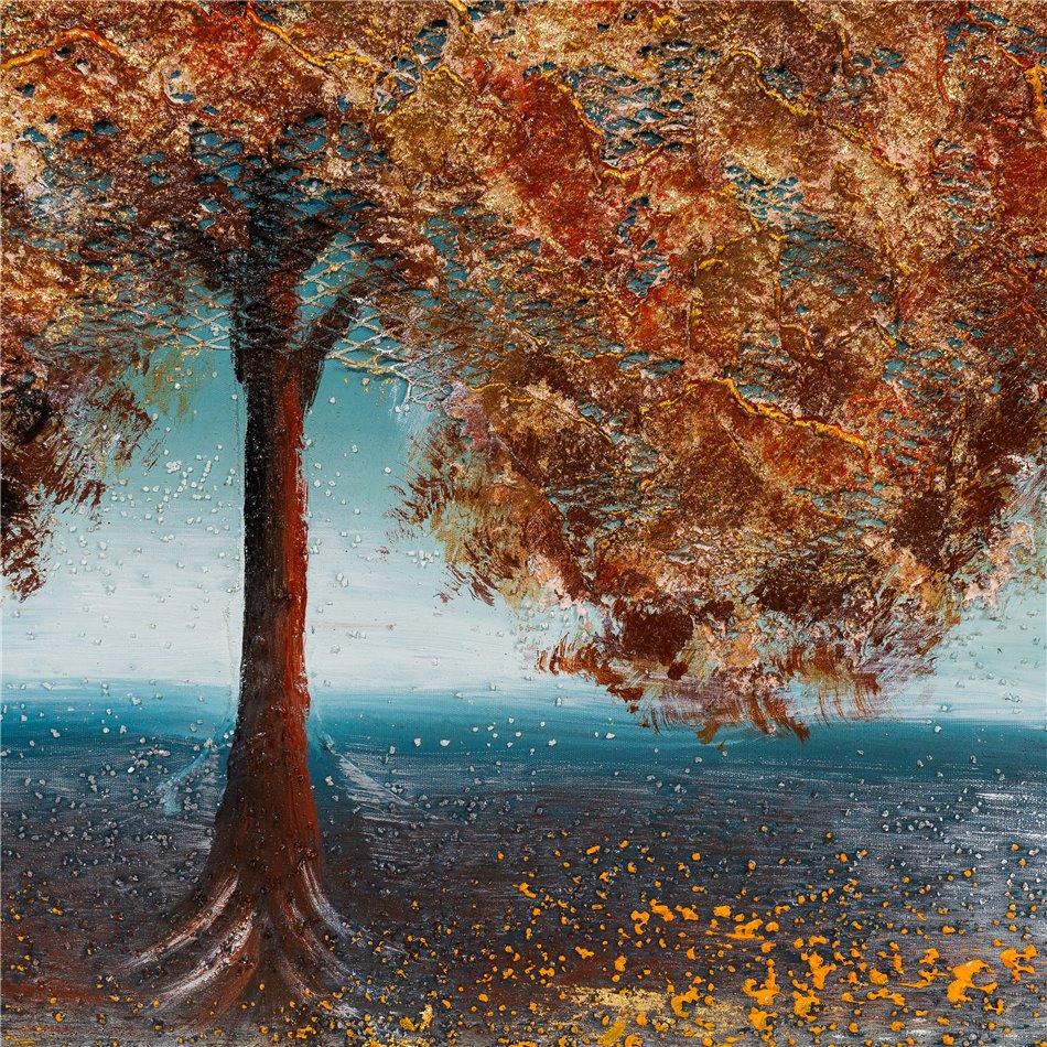 Canvas painting Golden Tree I, 80x80cm