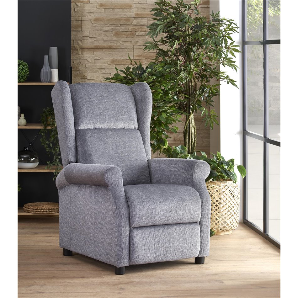 Recliner Haustin, grey, H107-83x75x92-160cm, seat H45cm