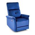 Electric recliner Hemiro, navy blue velvet, USB charging socket, W90-170x80cm, H92-108cm, seat H46cm