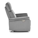 Electric recliner Hemiro, grey velvet, USB charging socket, W90-170x80cm, H92-108cm, seat H46cm