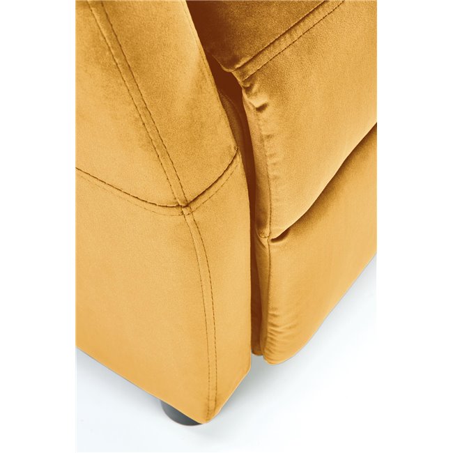 Recliner chair Helipe, mustard color velvet, H103-76x64x84-135cm, seat H48cm