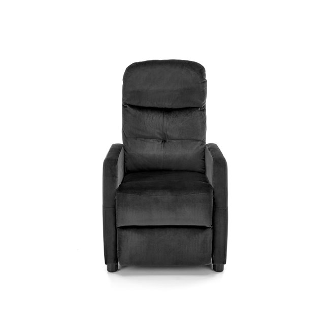 Recliner chair Helipe, black velvet, H103-76x64x84-135cm, seat H48cm