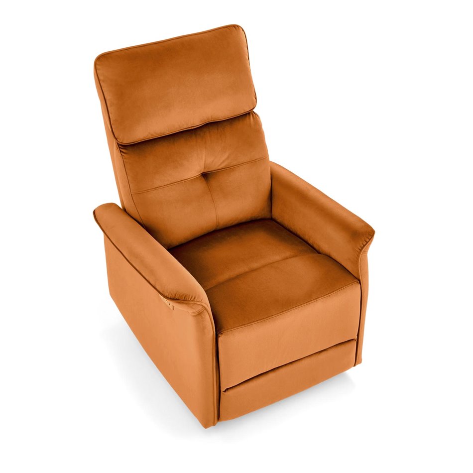 Electric recliner Hemiro, cinnamon color velvet, USB charging socket, W90-170x80cm, H92-108cm, seat H46cm