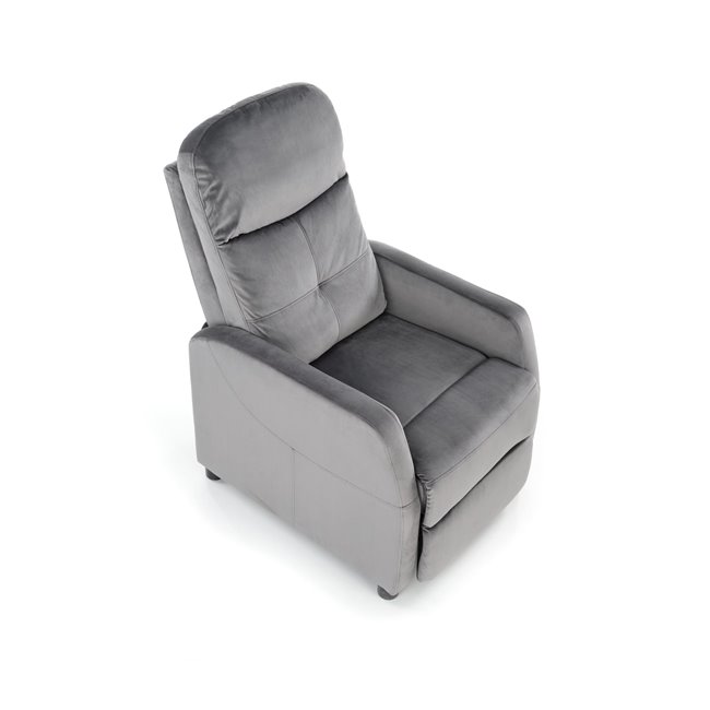 Recliner chair Helipe, grey velvet, H103-76x64x84-135cm, seat H48cm