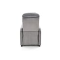 Recliner chair Helipe, grey velvet, H103-76x64x84-135cm, seat H48cm