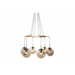 Pendant glass lamp Rana, brass color, H-60-135cm, Ø-85cm, E27 6x60W