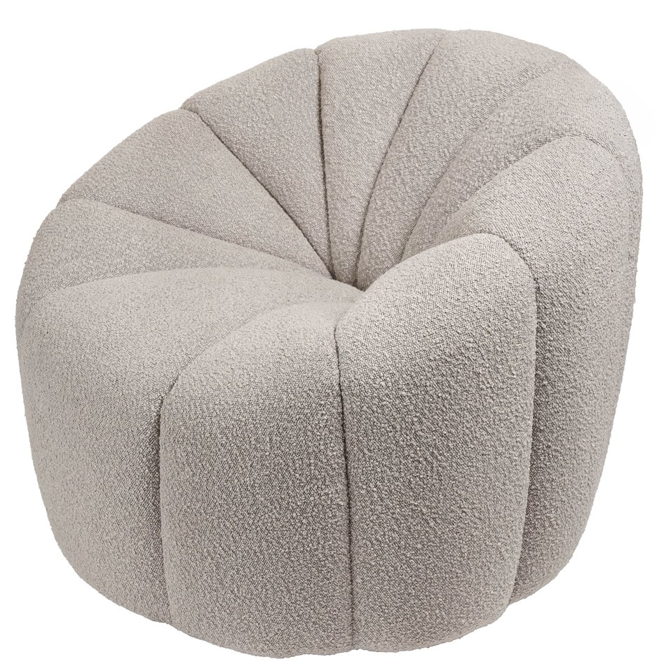 Swivel armchair Jadviga, light grey color, H75xD90cm, seat height 43cm