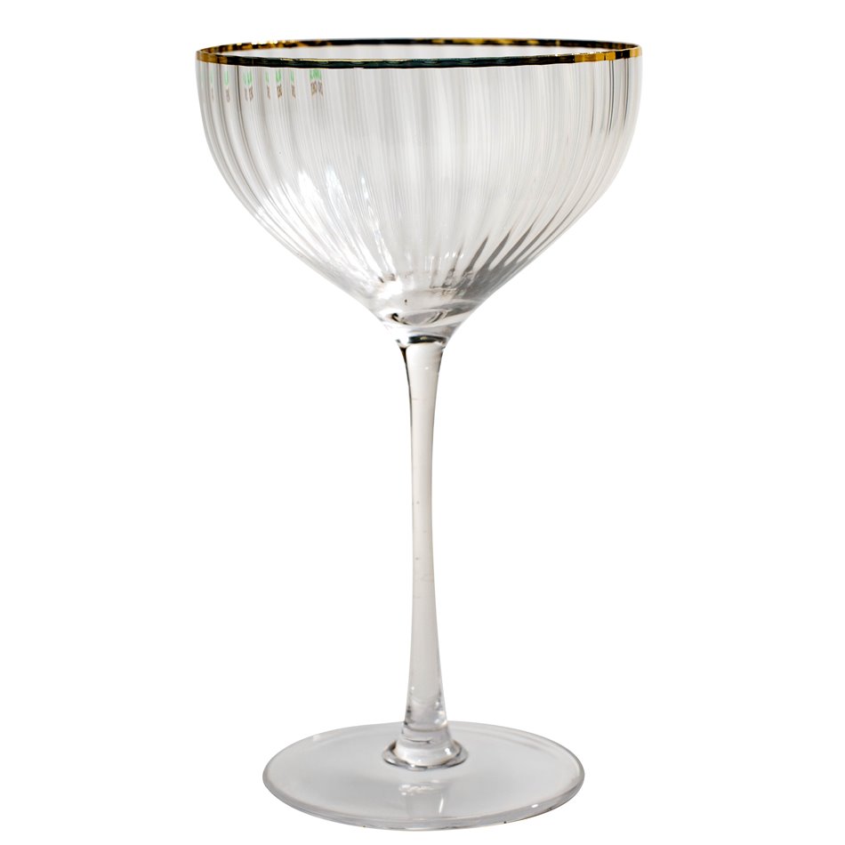 Champagne coupe Skatvik with gold rim, 280ml, H19xD11cm