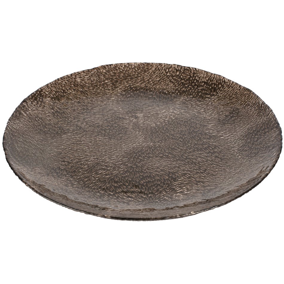 Plate Maroni, D 32 cm, Glass lacquered, Single-colour, Brown