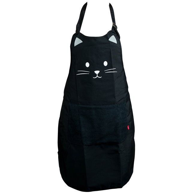 Apron Kitty, black, 78x52cm