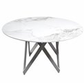 Table Laina, sintered stone/mdf/metal, white,  D130 H76cm