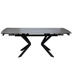 Extendable dining table Laikko BL, sintered stone/metal, black, 140-200X80cm H77cm